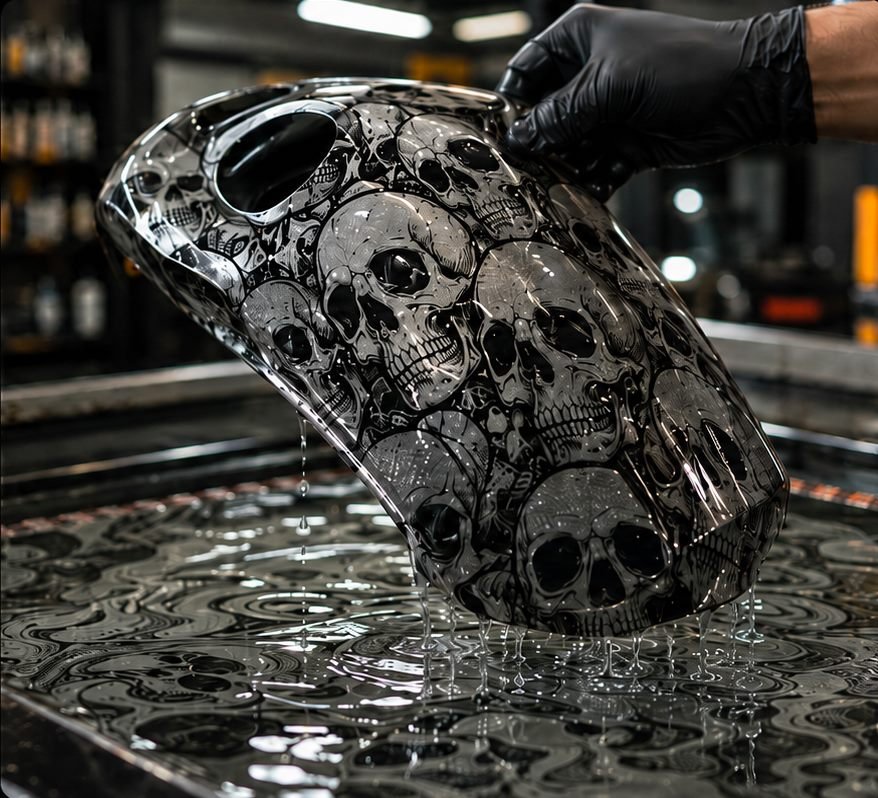Pintura hidrográfica em peça automotiva